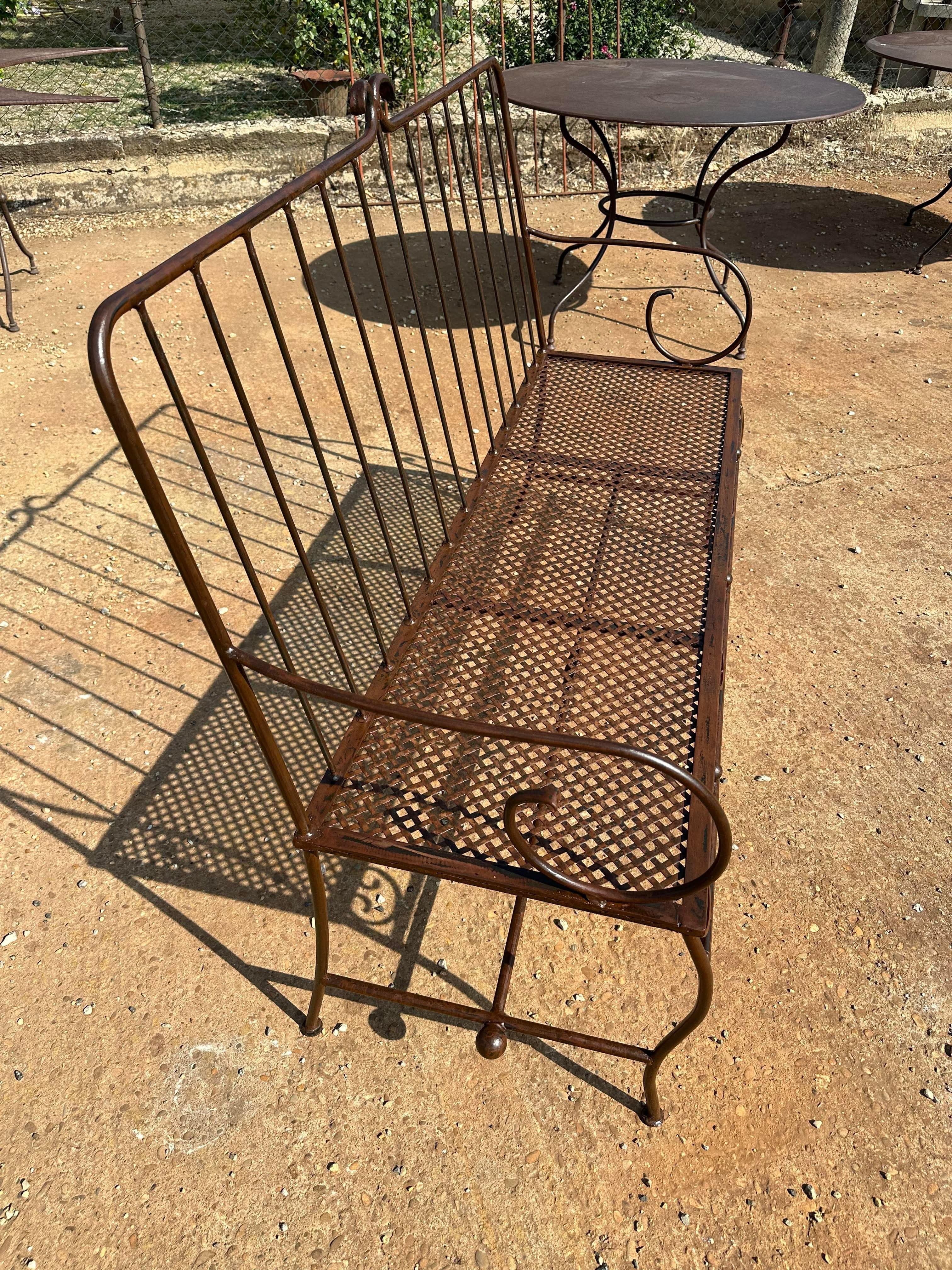 Banquette de jardin en fer forgé artisanal