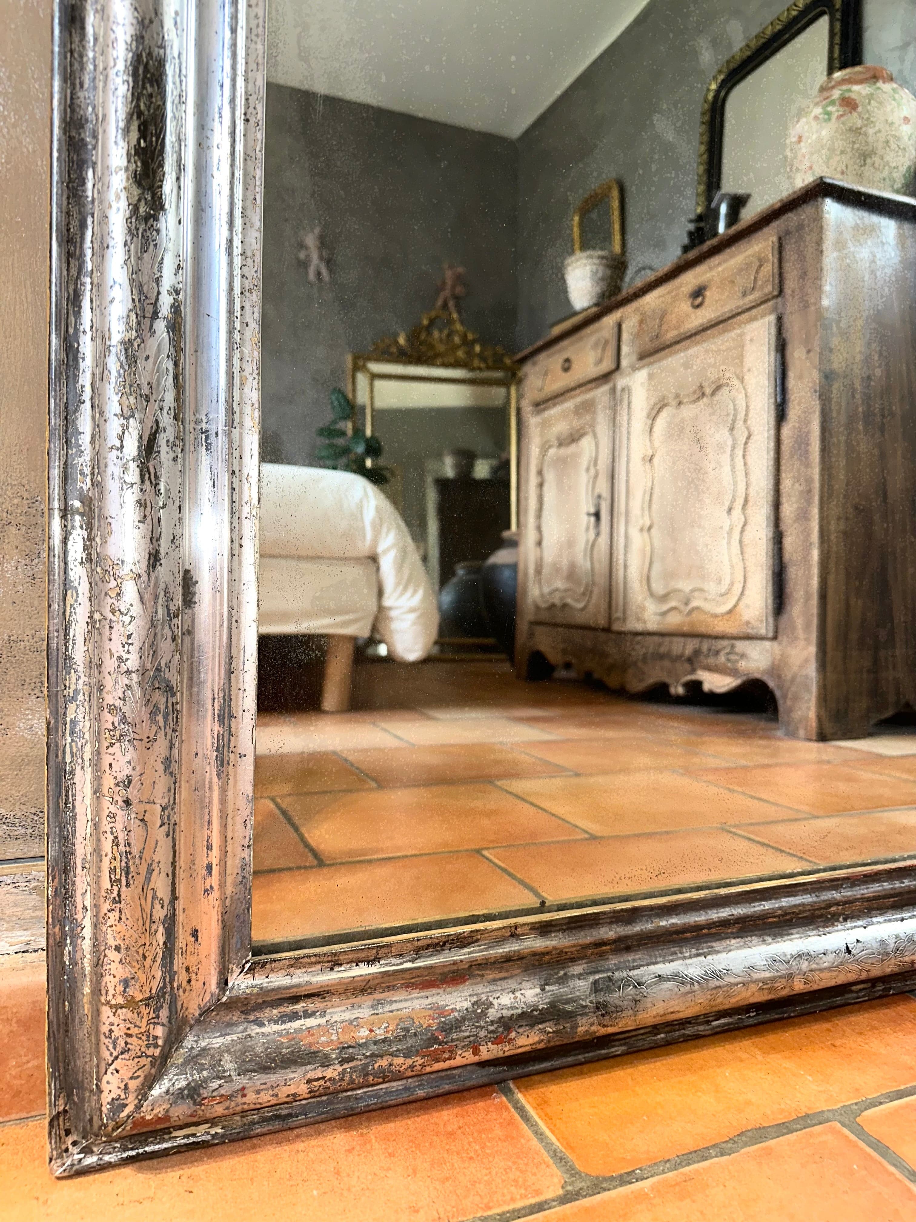 Erel - Miroir Louis-Philippe argenté XIXème