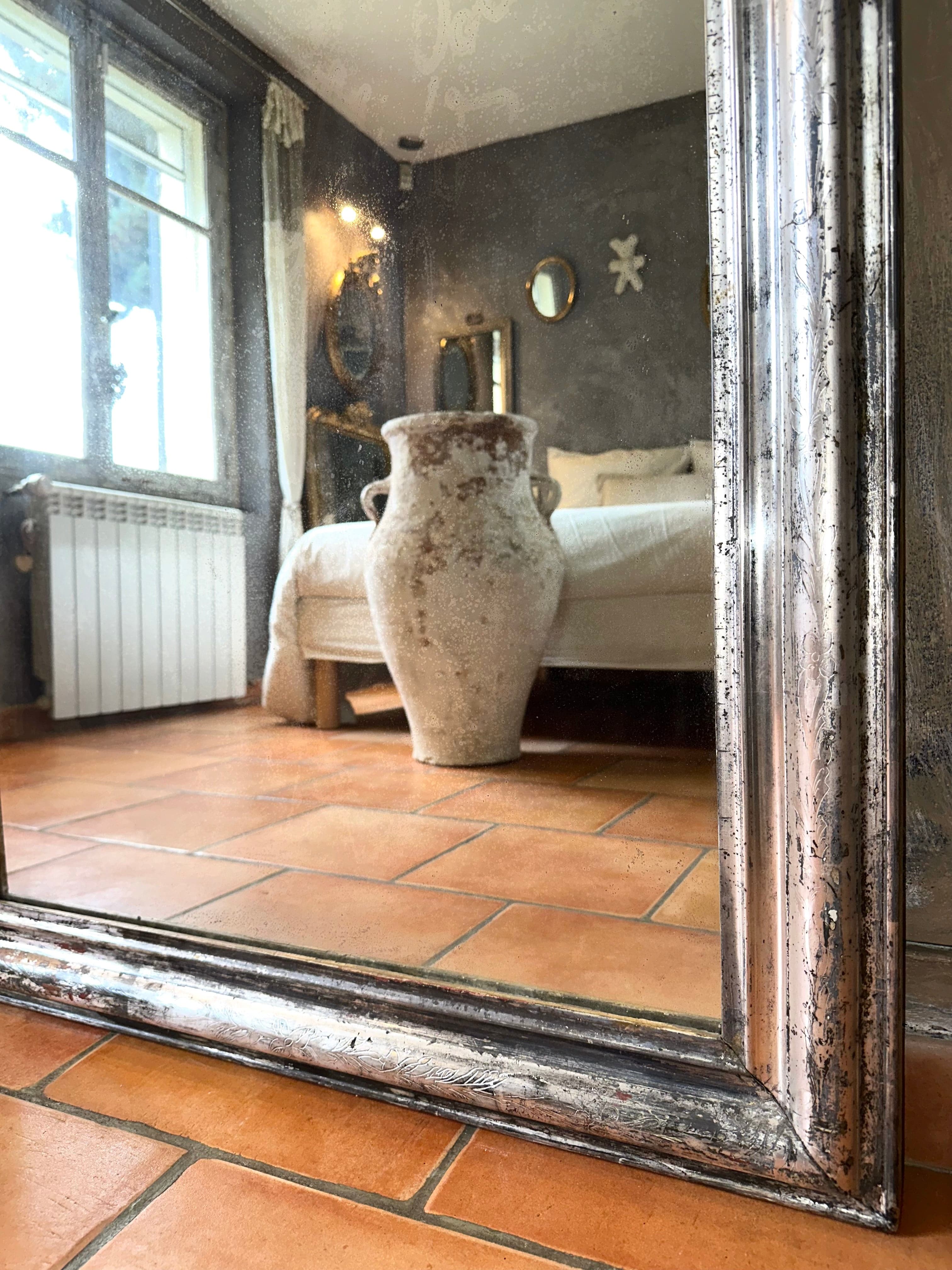 Erel - Miroir Louis-Philippe argenté XIXème