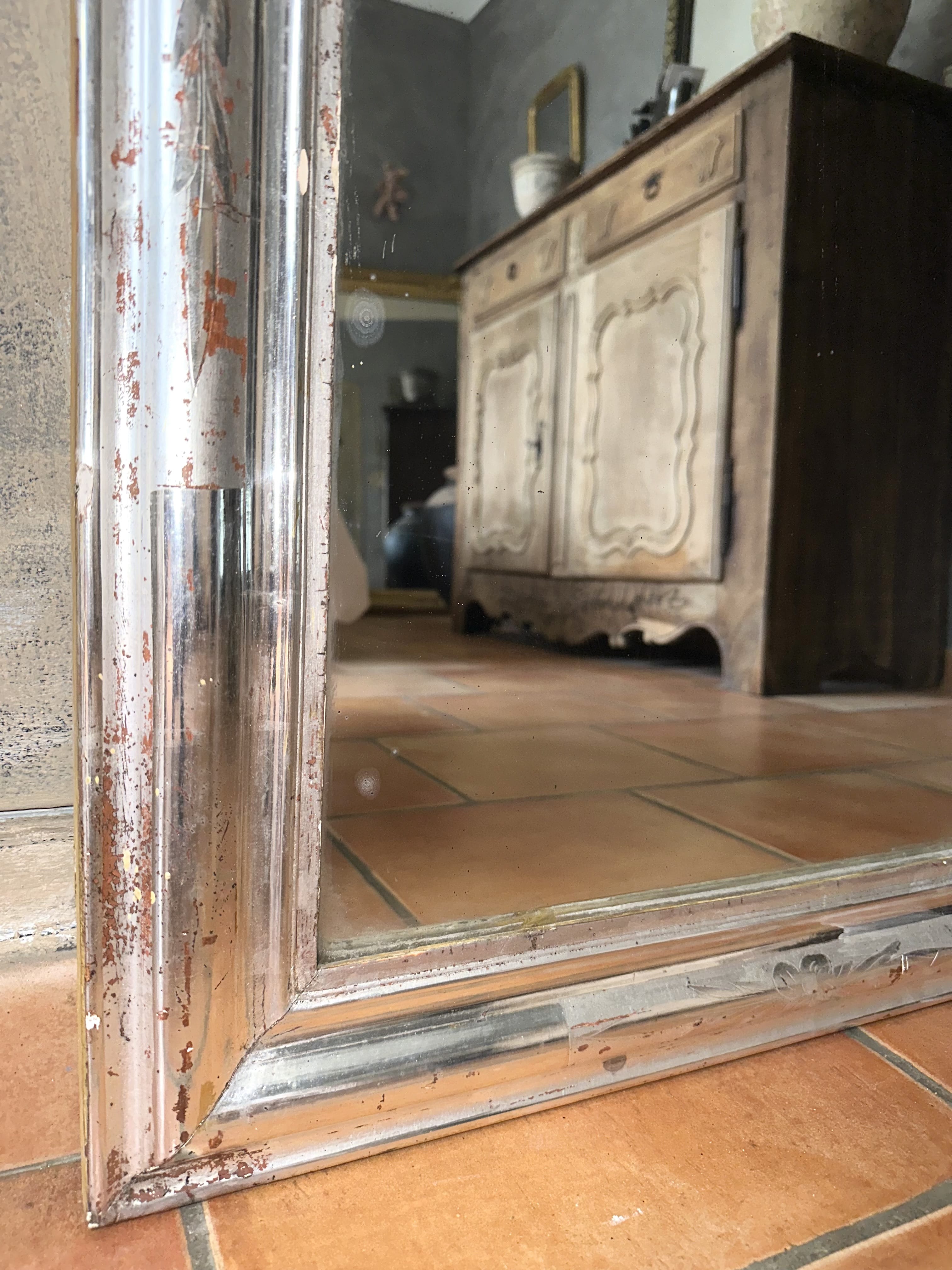 Léon - Miroir Louis-Philippe argenté XIXème