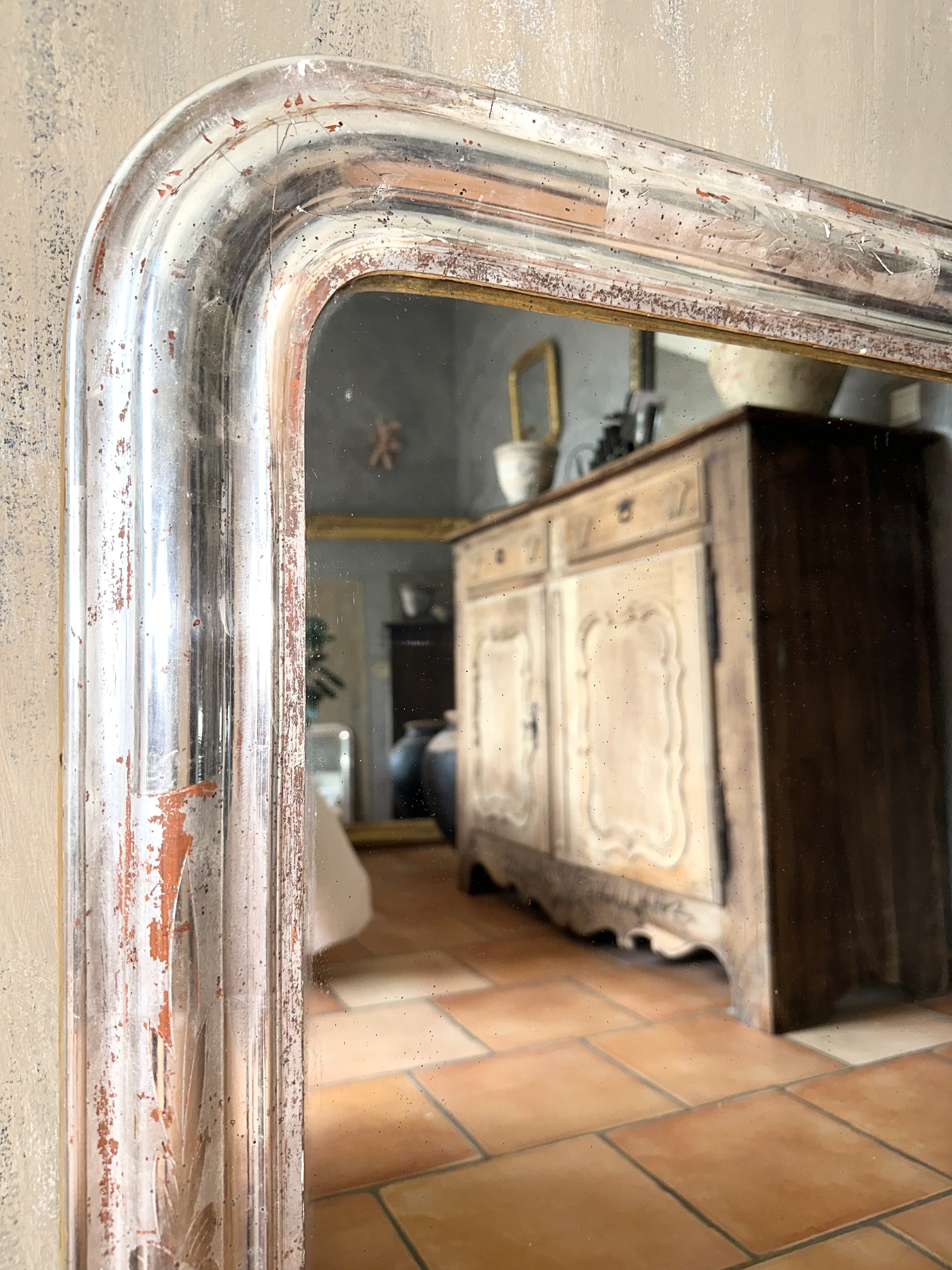 Léon - Miroir Louis-Philippe argenté XIXème