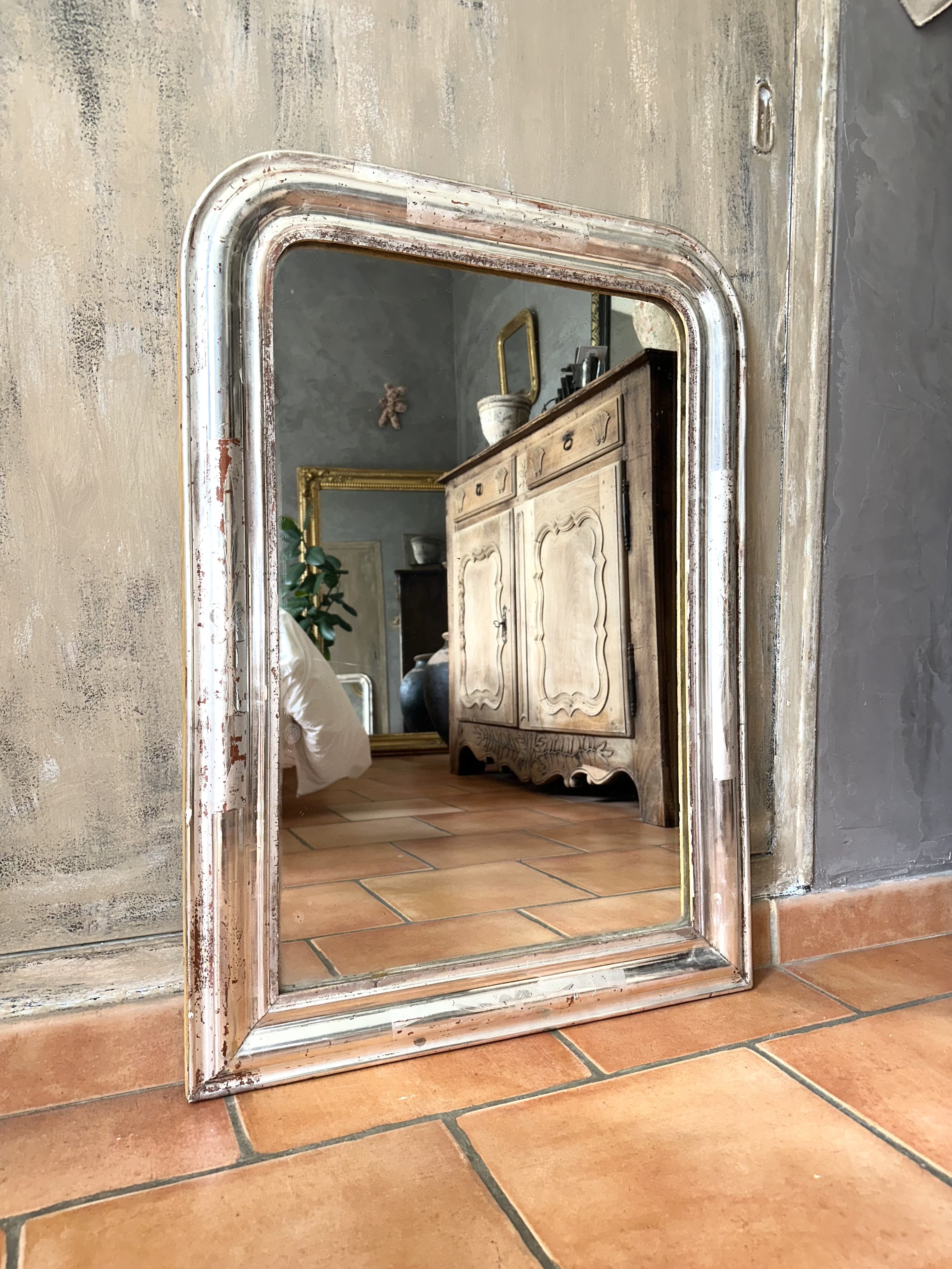 Léon - Miroir Louis-Philippe argenté XIXème