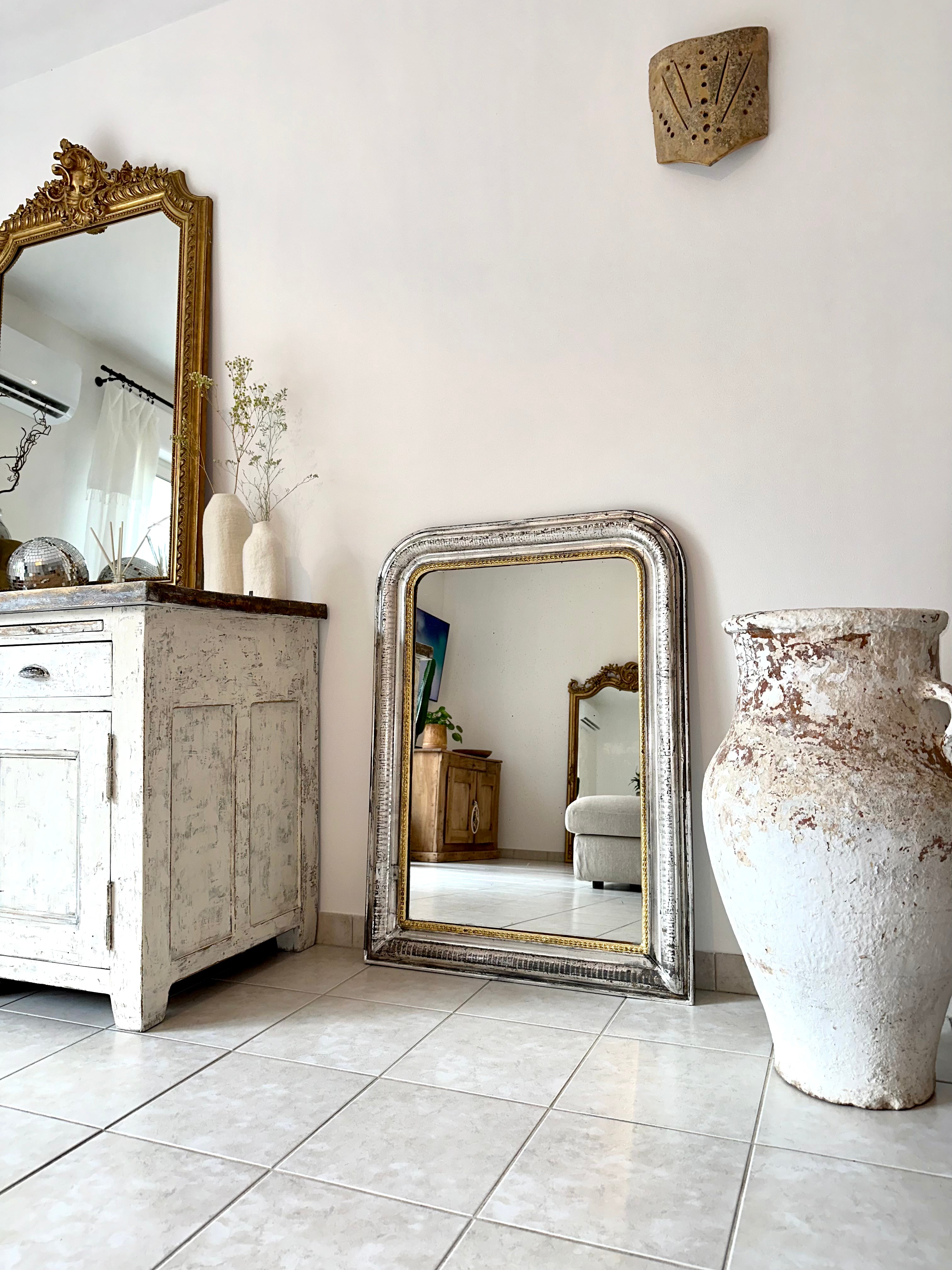 Miroir Louis-Philippe feuille d'argent