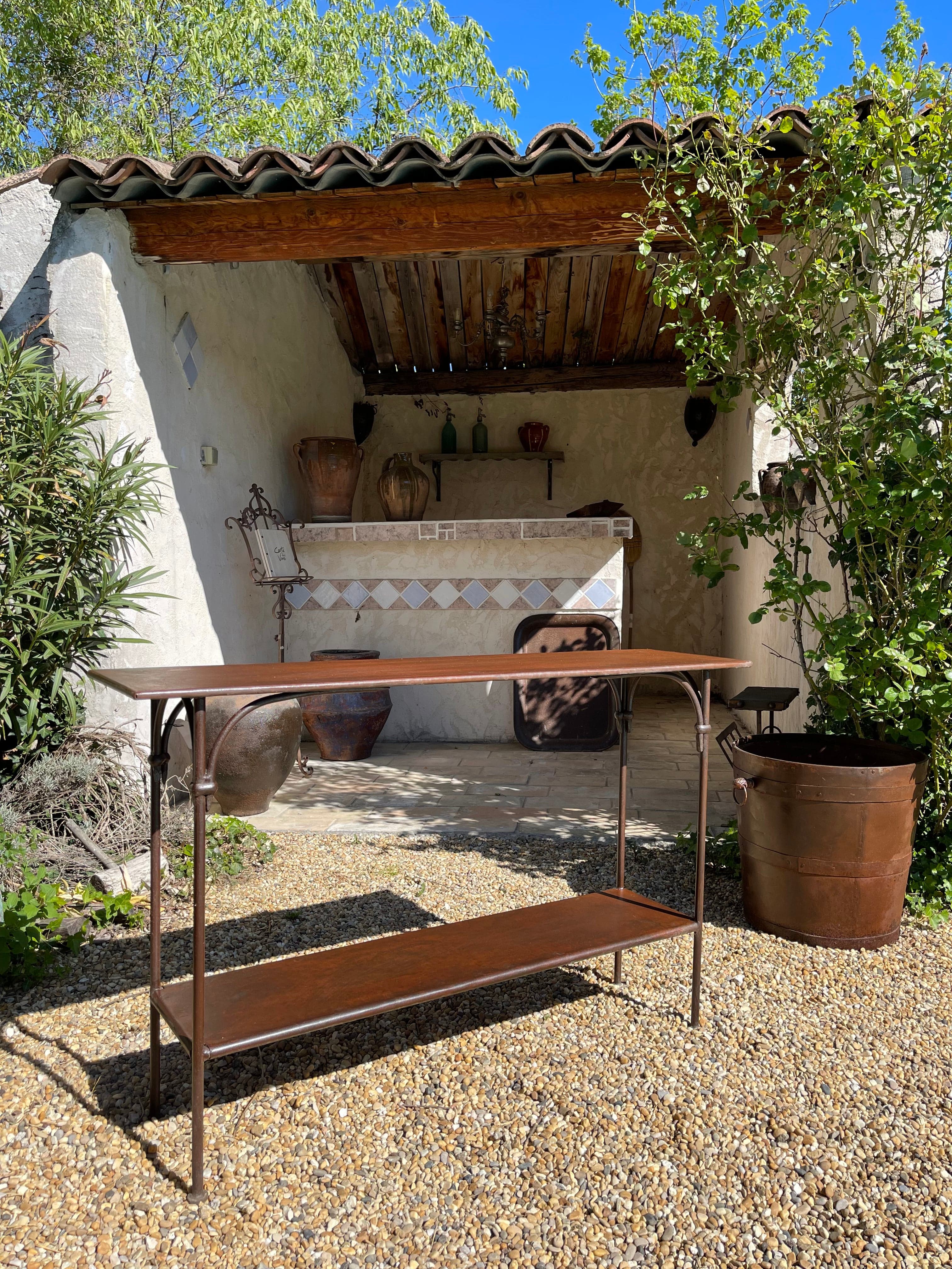 Console En Fer Console en fer forgé artisanal – L'art et la manière brocante