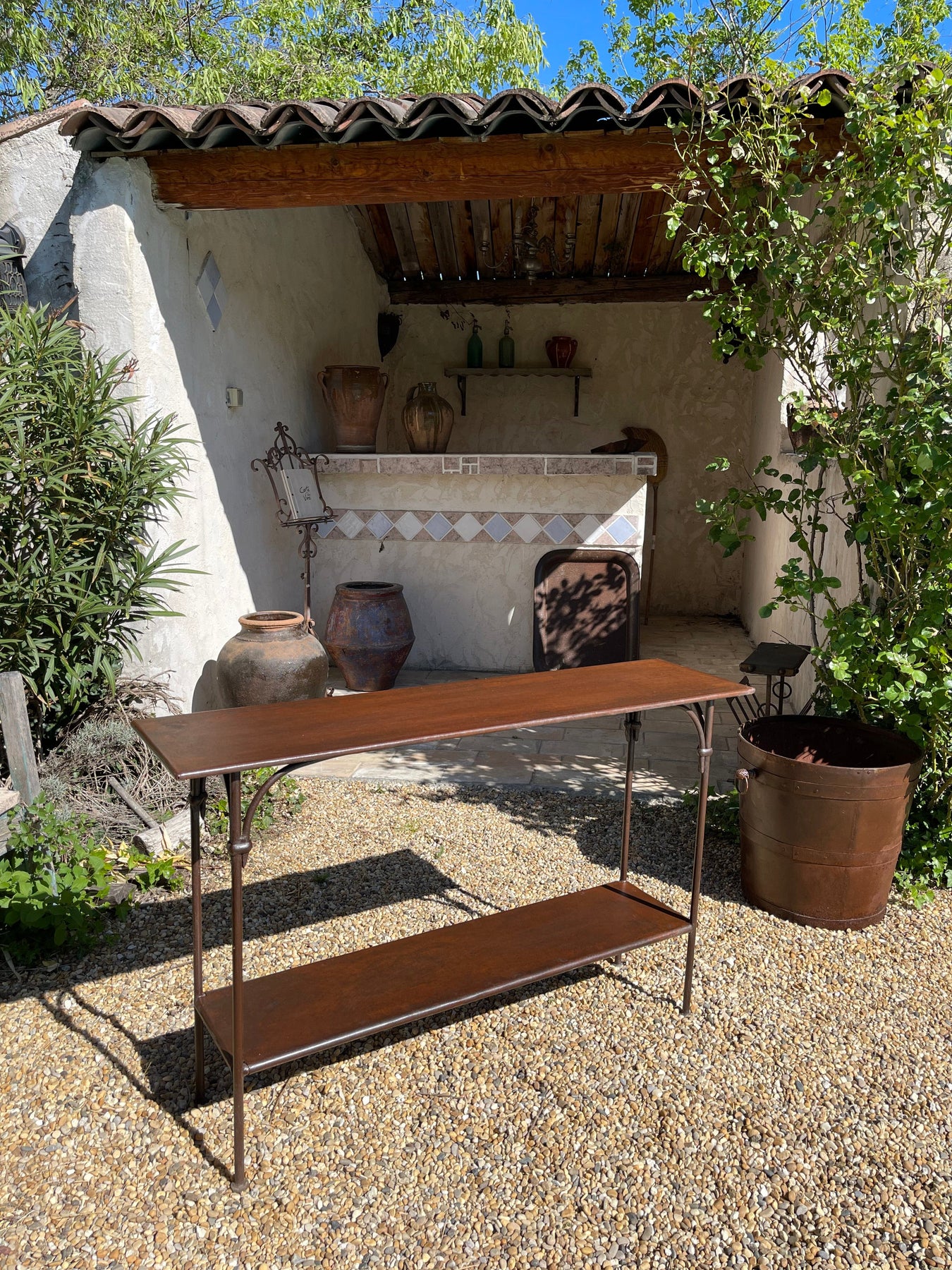 Console En Fer Console en fer forgé artisanal – L'art et la manière brocante